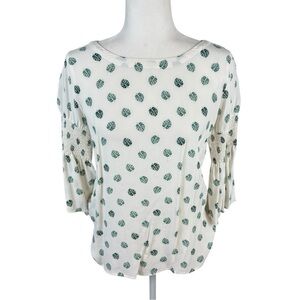 Loft Leaf Print Bell Sleeve Top Size XS